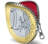 Euro coin with zipper
